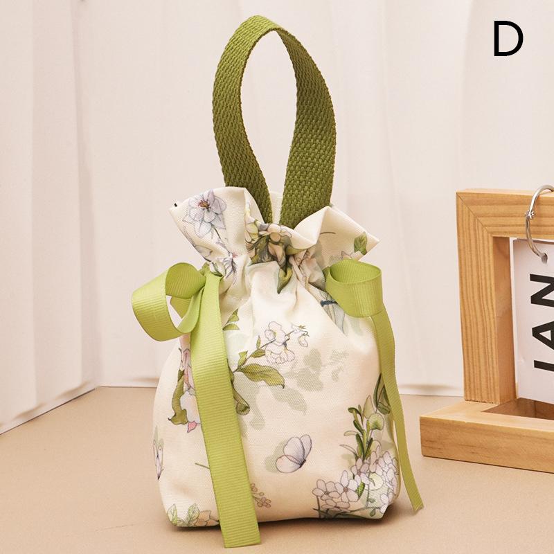 1Pieces Floral Canvas Drawstring Bag Small Flower Pouch Jewelry Packaging Bag Wedding Candy Christmas Gift Mountaineering Bag