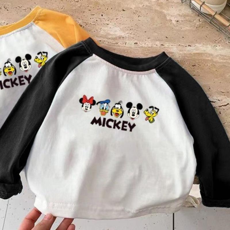 Spring Autumn Cotton Kids Cartoon Long Sleeve T Shirt Boys Girls Crew Neck Base Layer Top 80