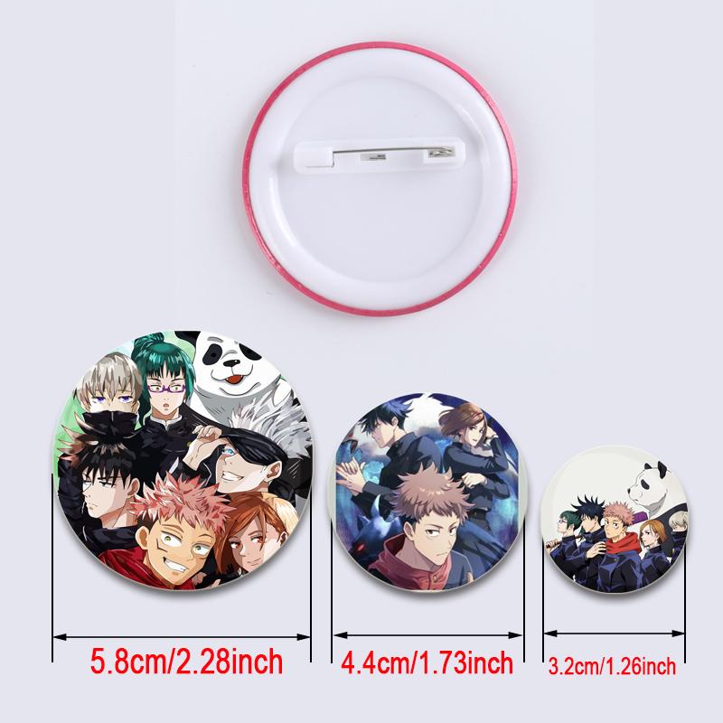 32/44/58mm Anime Jujutsu Kaisen Insigna Figura Gojo Satoru Yuji Itadori Desene animat rotund Ace lucrate manual DIY Rucsac Guler Brosa Accesorii
