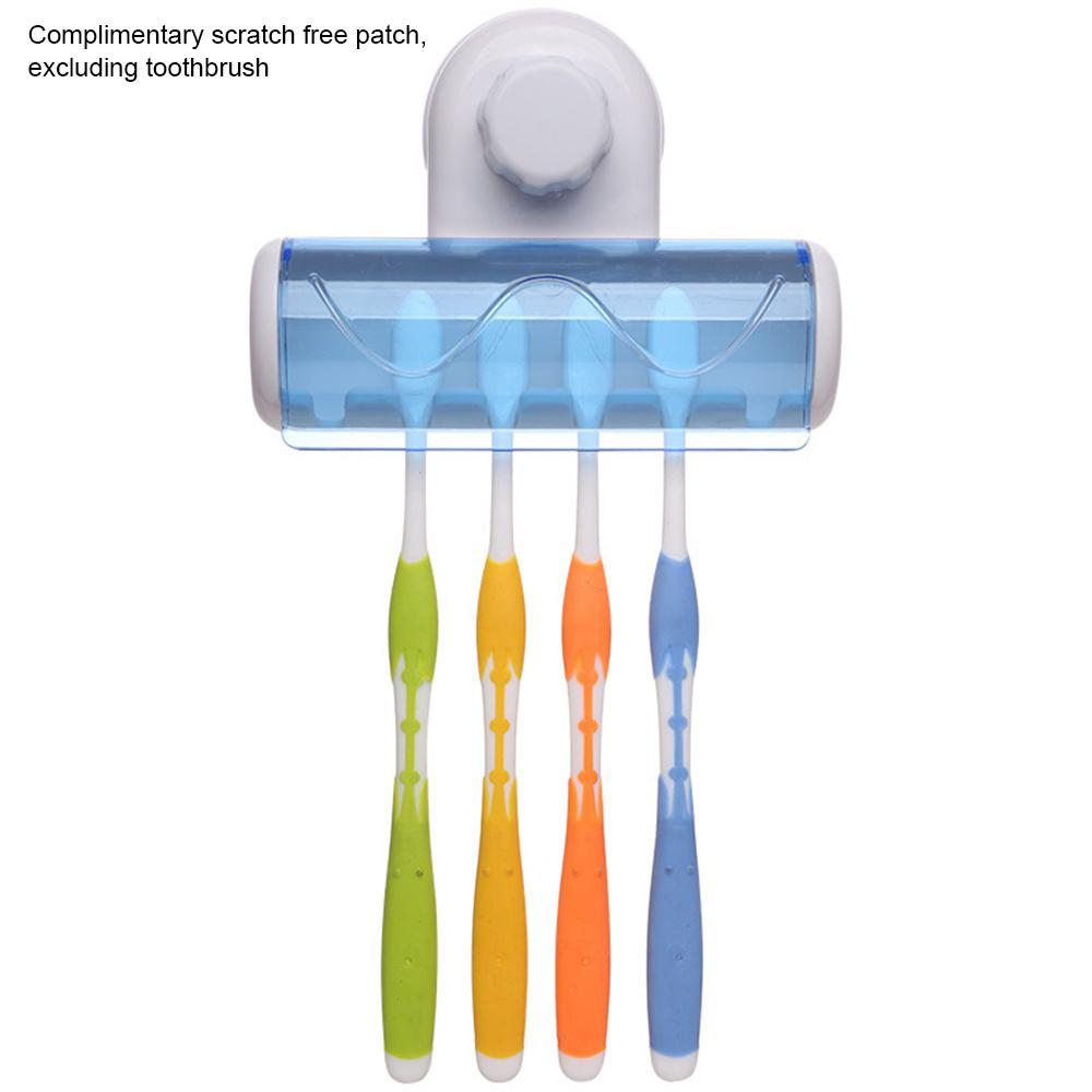 

Держатель для зубной щетки на присоске, прозрачная крышка, сильная присоска, синяя, 6 отверстий, полка для ванной комнаты, аксессуары для ванной комнаты, полка для умывальника