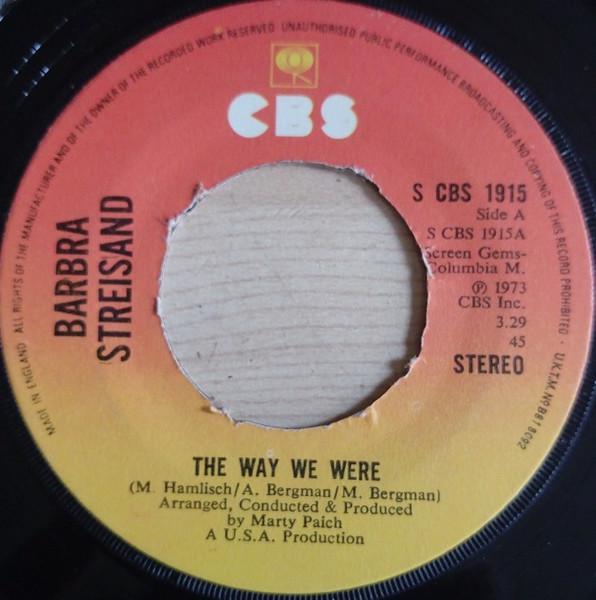 

7inch Record BARBRA STREISAND The Way We Were SCBS1915 CBS 1974 UK Pop Used