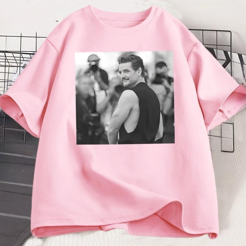 Camiseta Pedro Pascal Daddy Unisex MUJERES Vintage 90s Camiseta Gráfica Algodón Manga Corta Cuello Redondo Streetwear Ropa Unisex Y2k Tops