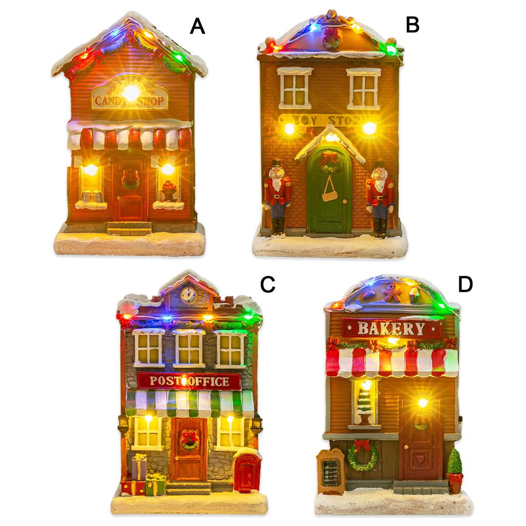 Christmas Resin House Decorations Ornaments Music Glow House Christmas Gifts