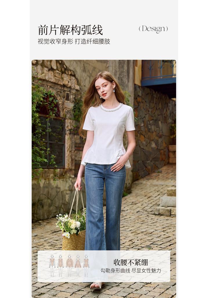 Fragrant Shadow White Pure Cotton Short-sleeved T-shirt