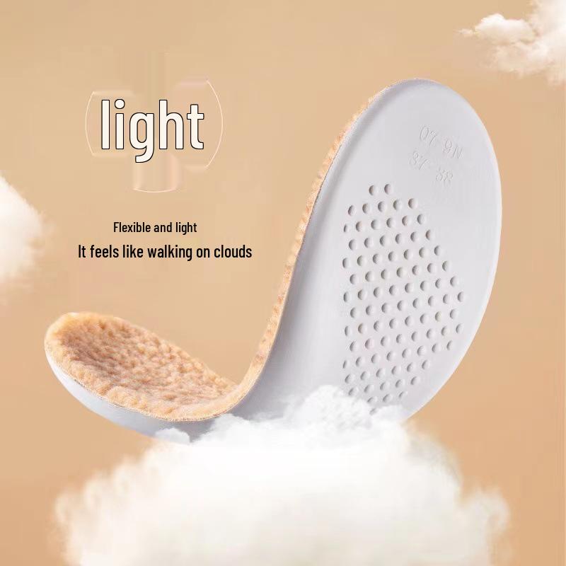 Latex Winter Warm Insoles for Men & Women - Soft, Sweat-Absorbing, Odor-Resistant, Lamb Wool & Velvet, Comfort for Prolonged Standing