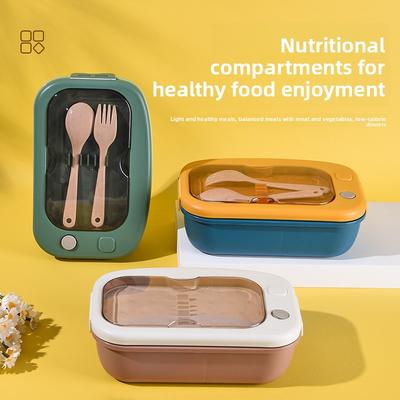 Rechteckige Lunchbox mit Fächern für Gabel und Löffel