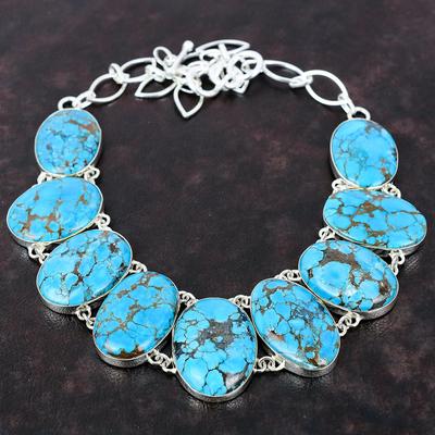 Tibetan Turquoise Necklace Real Gemstone Jewelry 925 Sterling Silver Necklace Adjustable Chain Necklace Handmade Unique Jewelry Gift For Him