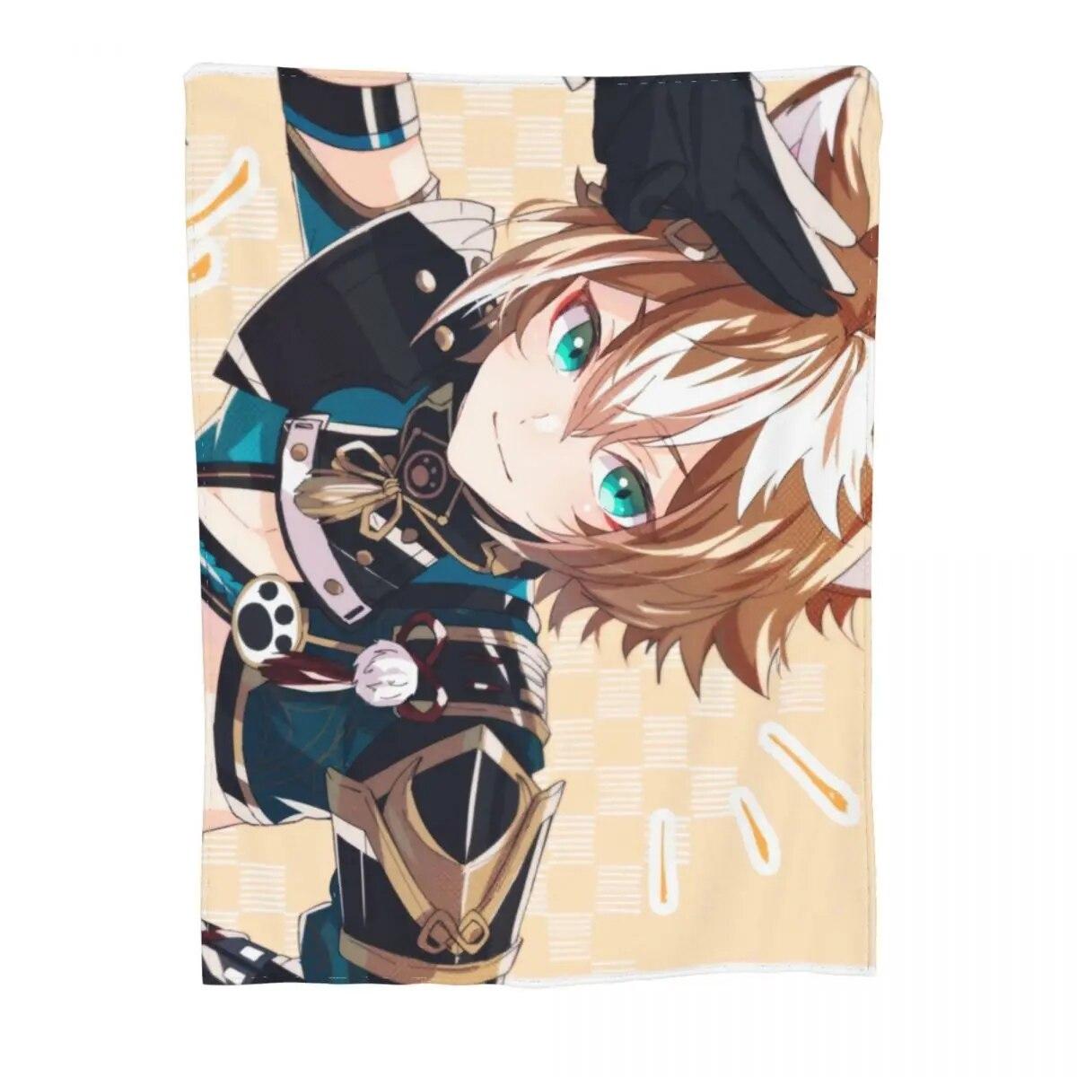 

Одеяло Gorou Genshin Impact Game, флисовое осенне-зимнее дышащее супермягкое одеяло для постельных принадлежностей, офисное плюшевое тонкое одеяло 75x100cm 30x40inch