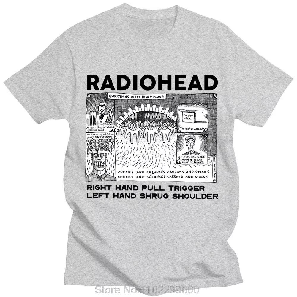 Radiohead Everything In Its Right Place Vintage Art Koszulka Zespół Rocka Alternatywnego Czarna Unisex Oversize Casualowa Koszulka
