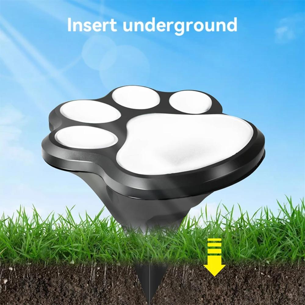 4PCS Outdoor Solar Paw Print Buried Light LED Lawn Lighting Lamp Waterproof IP44 String Light for Garden Courtyard Decorations
