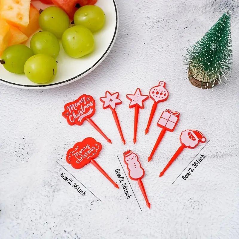 Christmas Fruit Fork Set Food Pick Sliced Fruit Fork Animal Plastic Toothpick Stick Bento Accessories