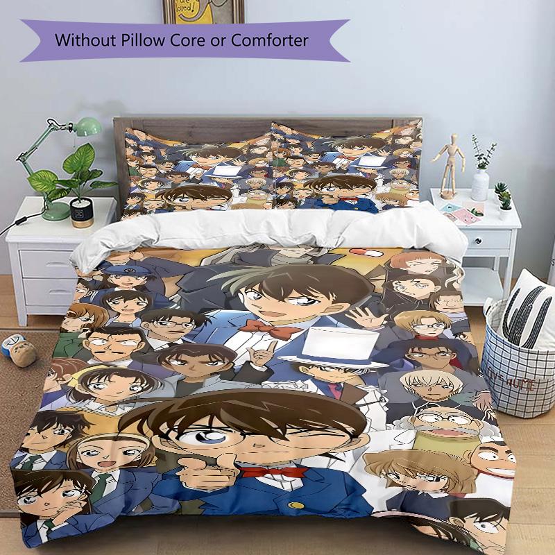 Detective Conan Mystery Print 3Pcs Bedding Setduvet Cover With 2 Bedropillowcase Home Birthday Gift