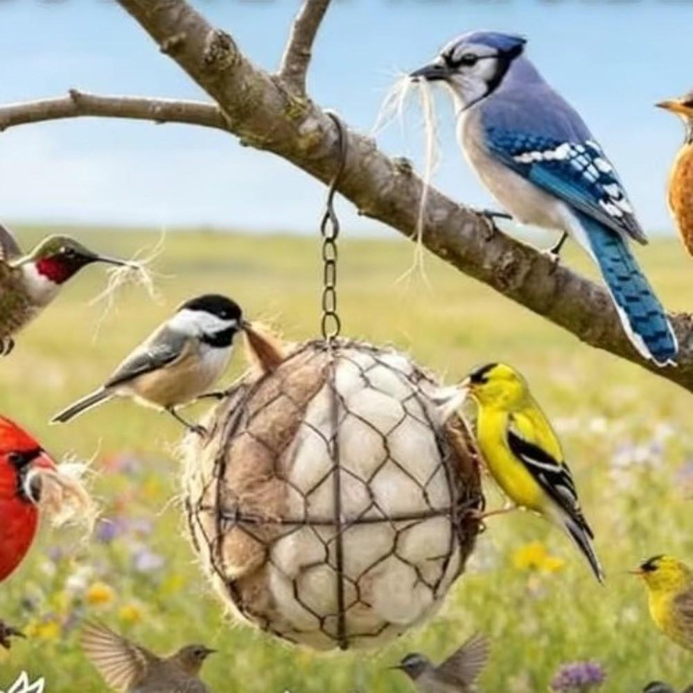 Ball Shape Refillable Bird Nest Metal Frame Bird Nesting Heart Hummingbird Nest Box Bird Keeping
