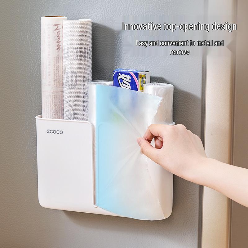 Wall-Mounted Kitchen Garbage Bag Storage Box - Punch-Free Organizer Rack