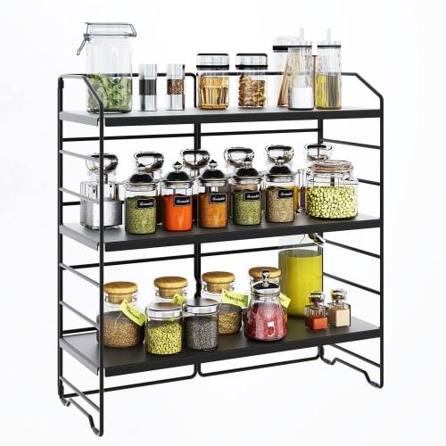 RCHYFEED Adjustable 3-Tier Spice Storage Rack, Height Adjustable, Large Capacity, Easy Assembly