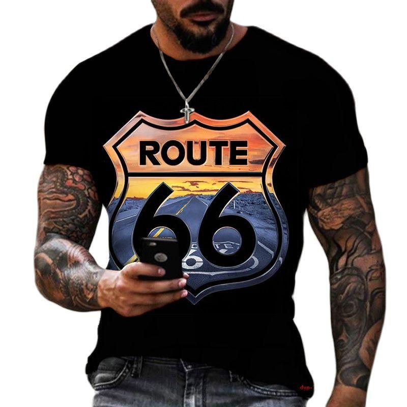 

Мода 66 Route Футболка для мужчин 3D Принт Путешествия Мужская футболка 66 Route Поездка Короткий рукав Негабаритные топы Футболка Мужская одежда