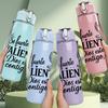 1PC Valiente Spanish Bird Quote 750ml Color Plastic Sports Water Bottle Leakproof Flip Straw Lid Suitable for Sports Office Home Use