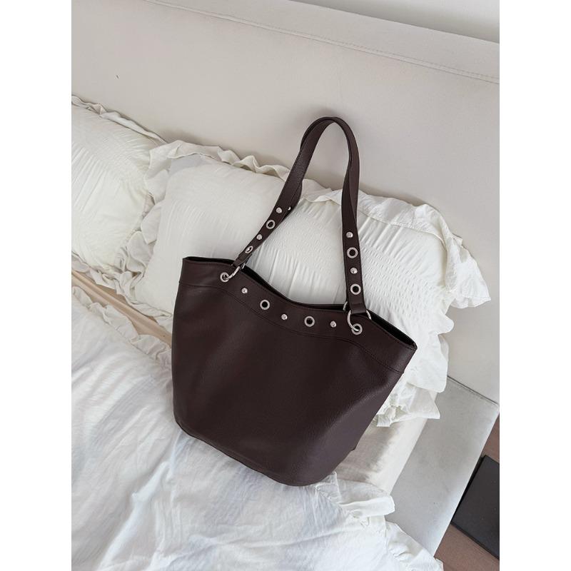 Borsa a Tote da Lavoro Rustica e alla Moda con Borchie - Borsa a Spalla Singola
