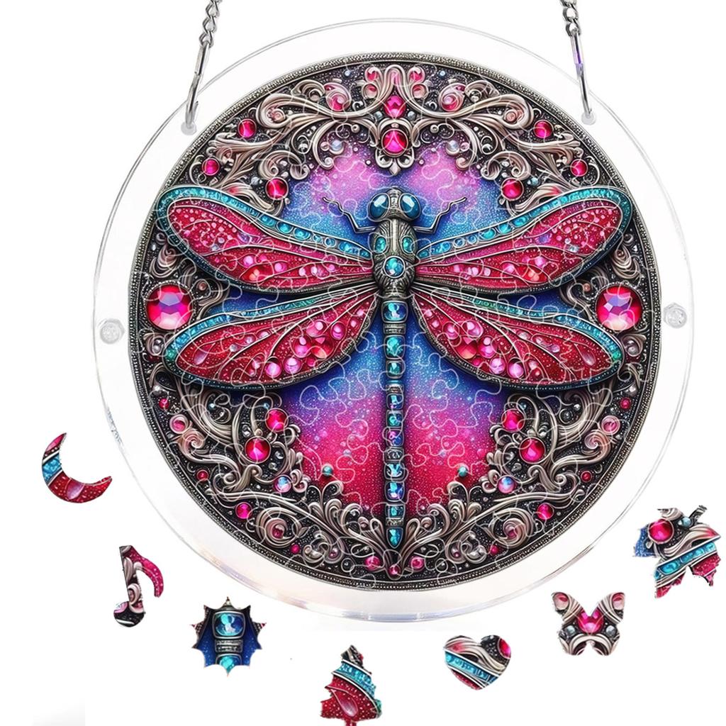 Acrylic Puzzle Window Hanging with Hanging Chain Elegant Suncatcher Kit Non-Fading UV Print Window Ornament for Room Wall Art