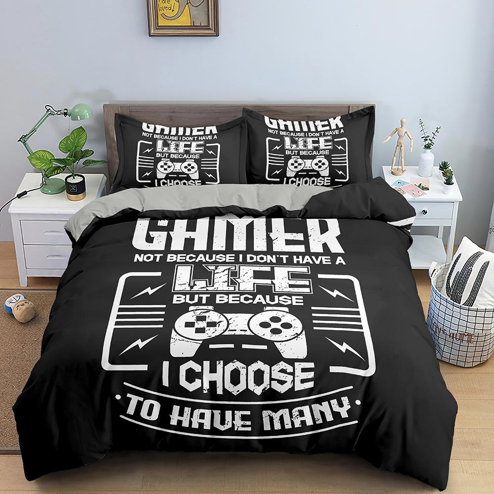 

Постельное белье с геймпадом, размер Квин , пододеяльник, детский, для мальчиков, комплект покрывала на кровать, Housse De Couette, мягкое, удобное постельное белье, 3 предмета EU Single(135x200cm)