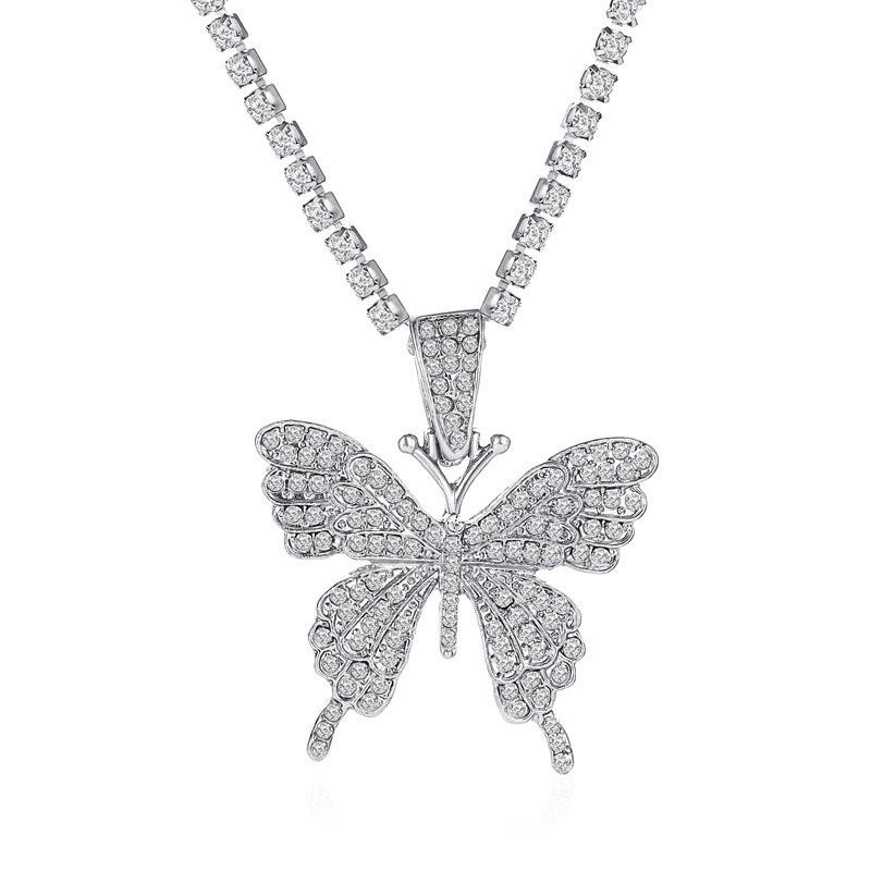 Elegant Minimalist Butterfly Rhinestone Necklace for Women with Claw Chain