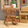 1:12 Puppenhaus Miniatur Retro Brauner Schaukelstuhl mit Armlehnen für Wohnzimmer Mikro Szene