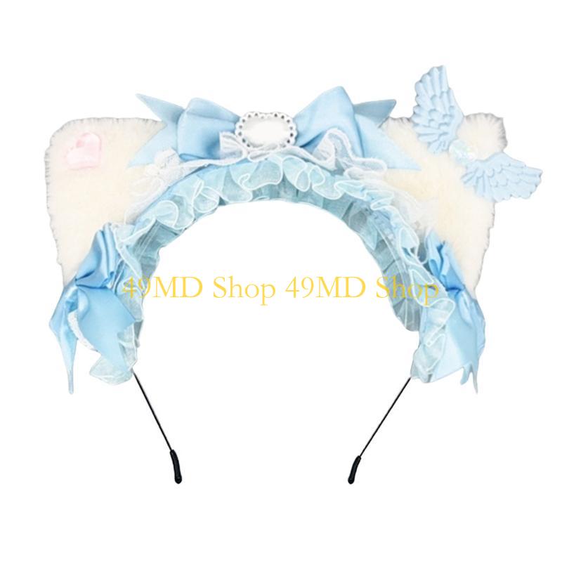 

49MD Kids Hairbands Lovely Kitten Hair Hoop for Halloween Birthday Photo Props Dark Headwear Cosplay Accessories синий