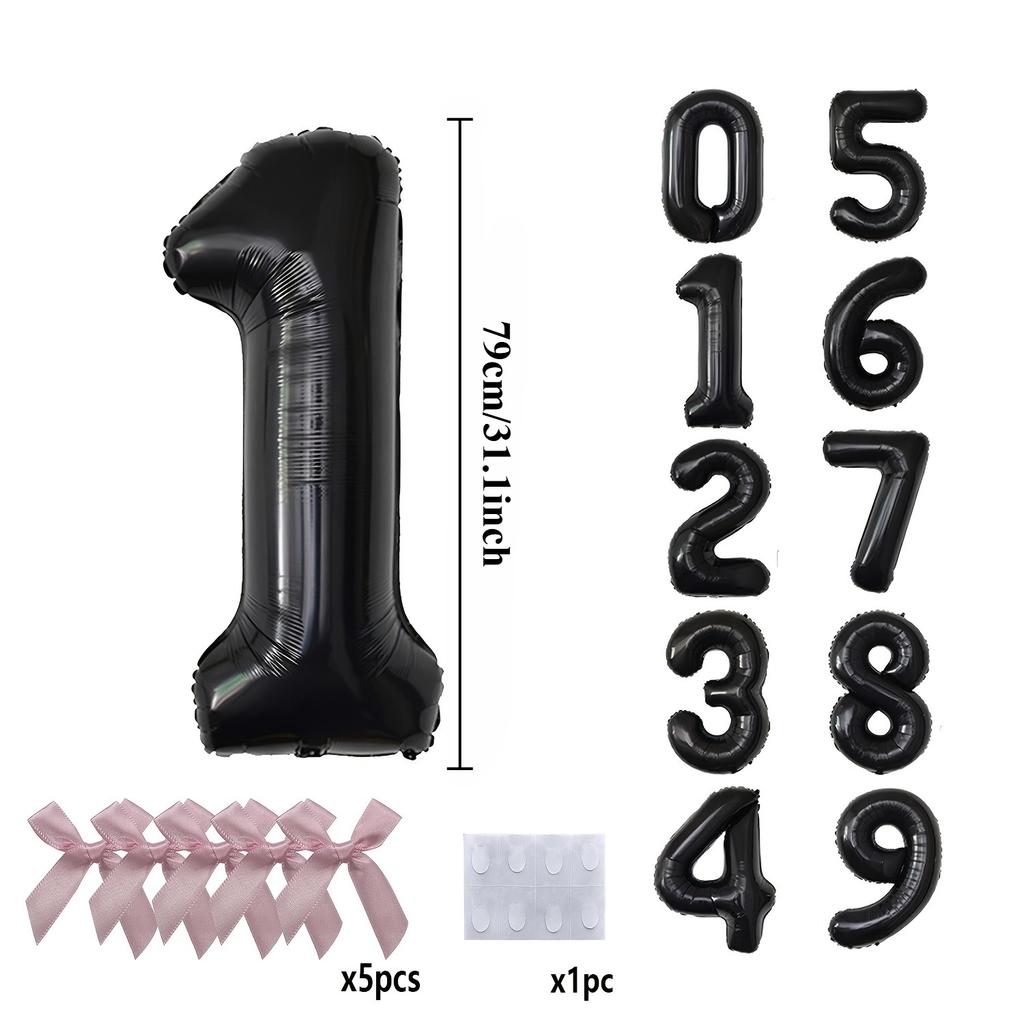 Large Balloon Number 0-9 with Pink Bow,Birthday Party Supplies Decorations,For Birthday,Weddings,Halloween,Christmas Decorations