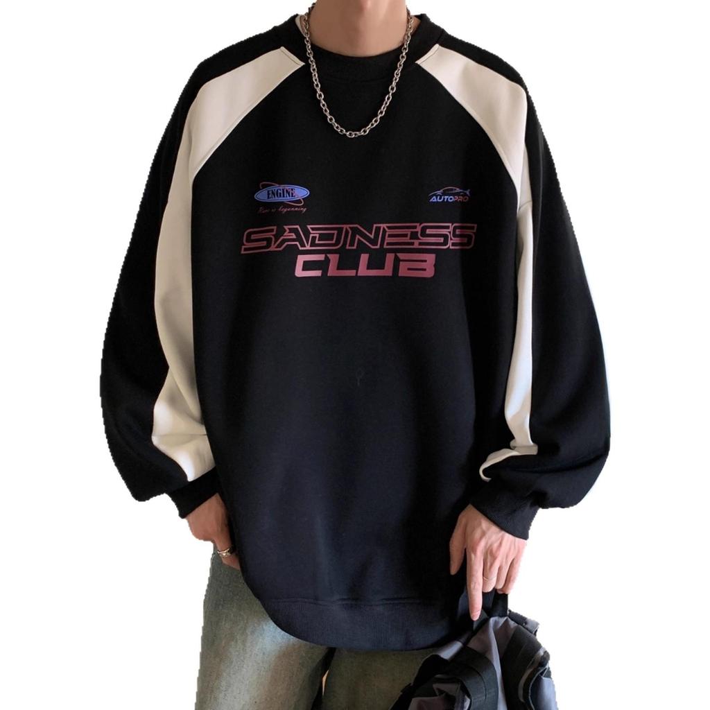Vintage Rundhals Pullover Herren Frühling und Herbst Schwerer Amerikanischer Vintage Herbst Trendiges High Street Oberteil Langarm
