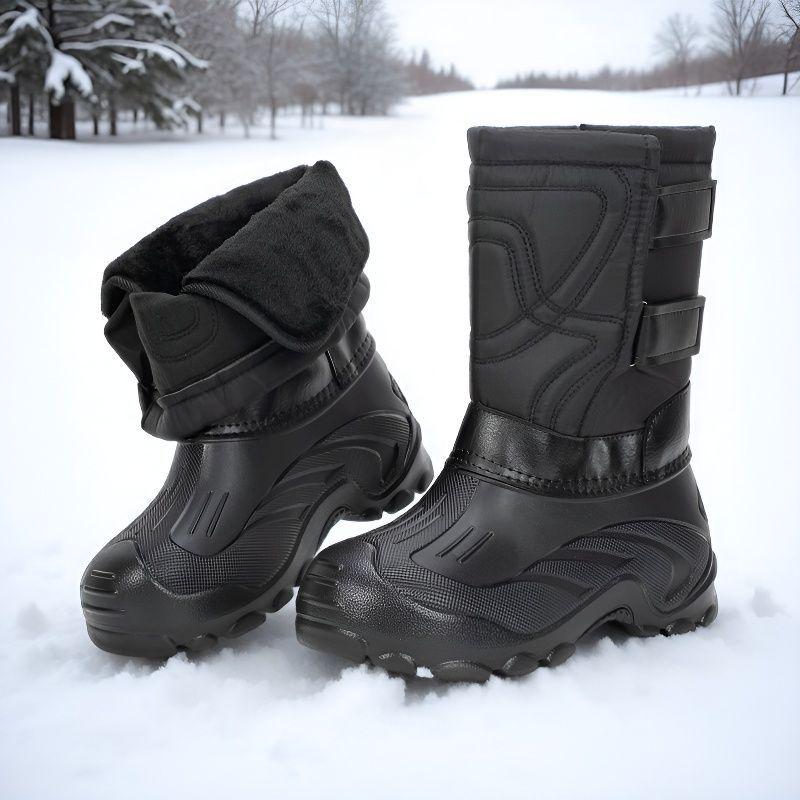 Men's Waterproof Non-Slip Large Snow Boots with Thick Velvet Lining