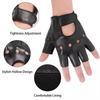 Punk Dark Style Street Dance Halbfingerhandschuhe für Herren PU Weichleder Motorradhandschuhe Trendige Atmungsaktive Coole Handschuhe