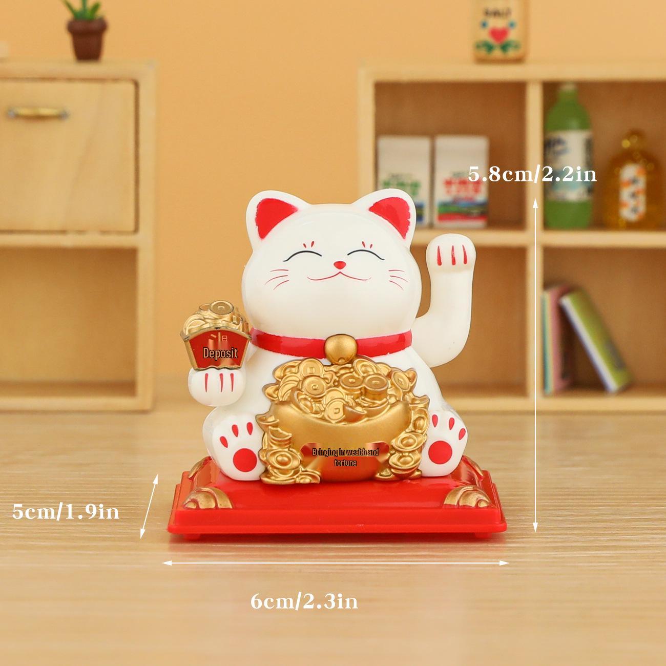 

Solar-Powered Lucky Cat with Waving Hand - Charming Car or Ceremony Decor Gift Lucky Cat
