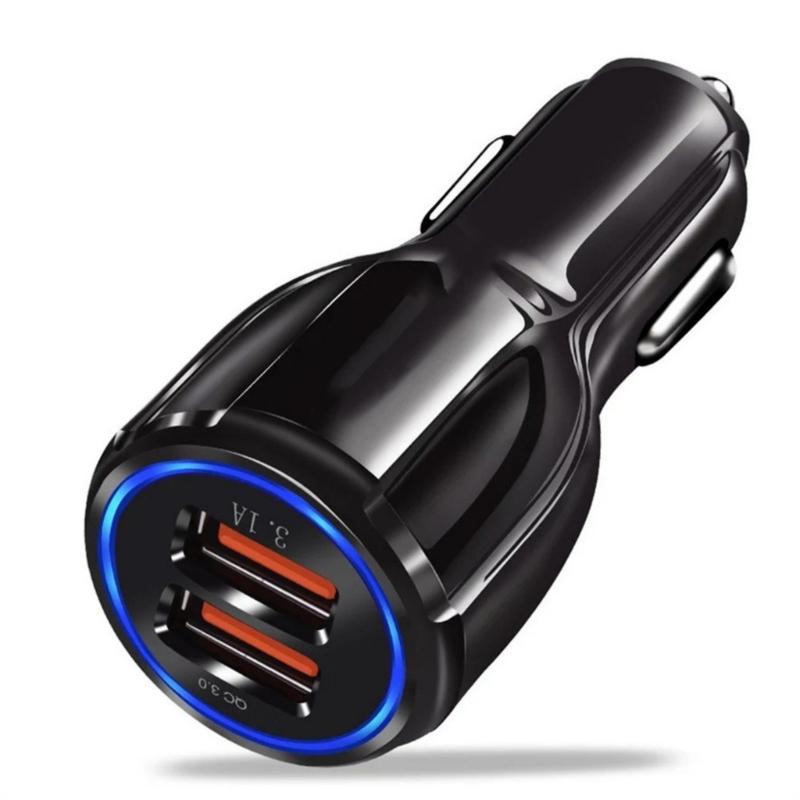 Portable 30W Double Port Car Charger 2-Port USB Charging Adapter with Quick Charging 3.0 for Efficient Device Charging