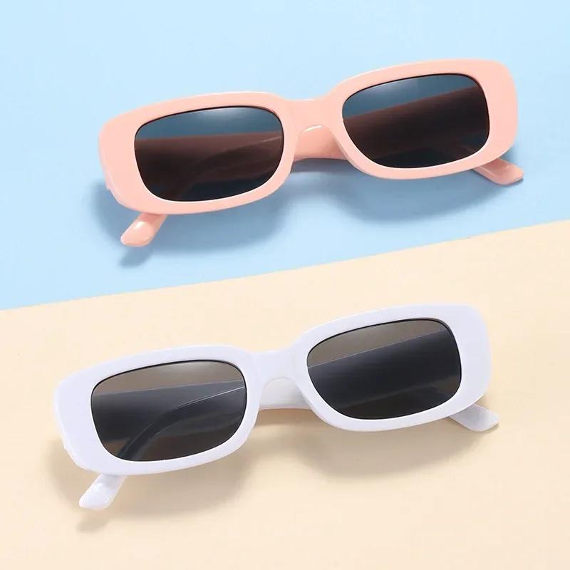 New Trend Fashion Sunglasses for Children Travel Summer Beach Outdoor UV400 Shades Retro Girl Boy Small Rectangular Eyewear