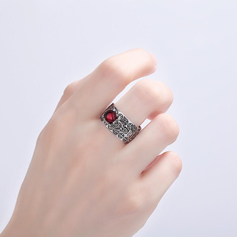 Personality Retro Silver Plated Six Word Truth Ring Gold for Toad Stamper Heart Sutra Ring Men Women Wealth Lucky Jewelr