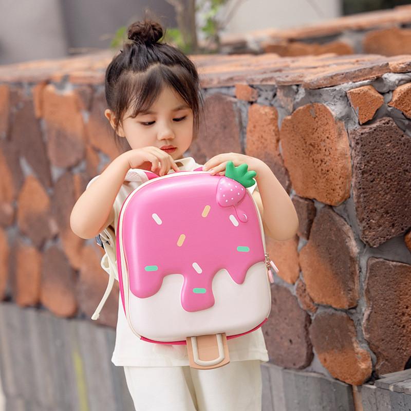 Adorable Korean Style Kids Backpack Lightweight Cartoon Ice Cream Eggshell Design