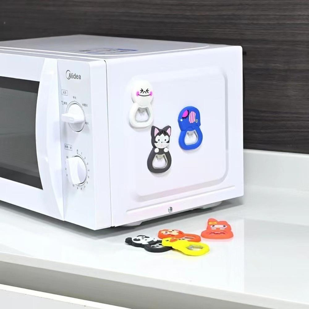 Cartoon Fridge Magnet Bottle Opener PVC Soft Gel Standing Magnetic Portable Folding Beer Gift