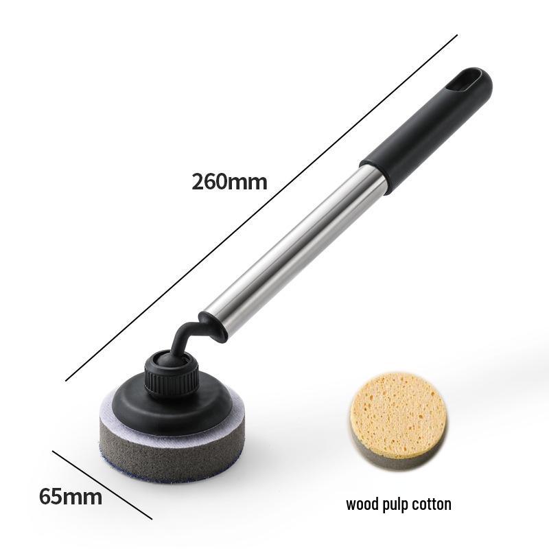Non-stick Pan Cleaning Brush - Long Handle, Non-Damaging Scrubbing Sponge for Pots and Dishes