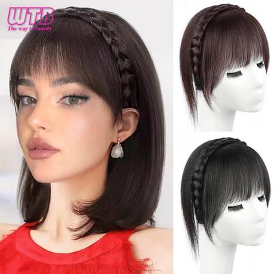 WTB Synthetische Perücke Damen Geflochtenes Haar Haarband Französische Pony Einteilig Erhöhen Sie die Haarmenge am Oberkopf