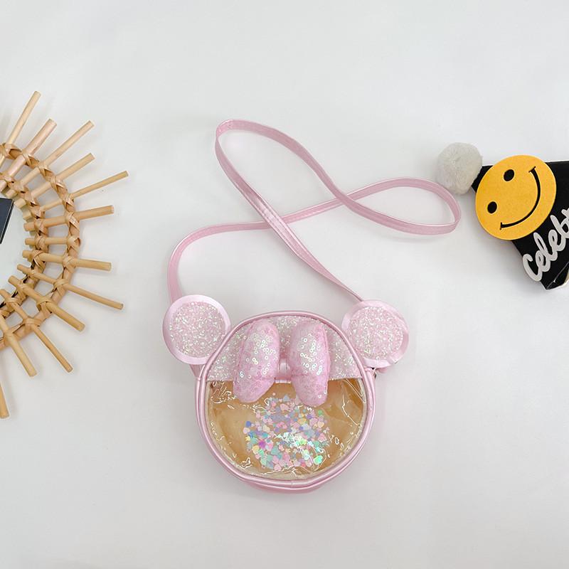 Adorable Fashionable Kids Crossbody Mini Sequin Coin Purse With Bow Design