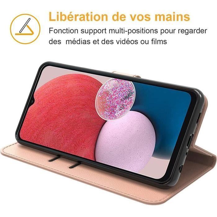 Coque pour Samsung Galaxy A23 5G Rose Anti-Choc Anti Rayure Effet Cuir Protection 360°