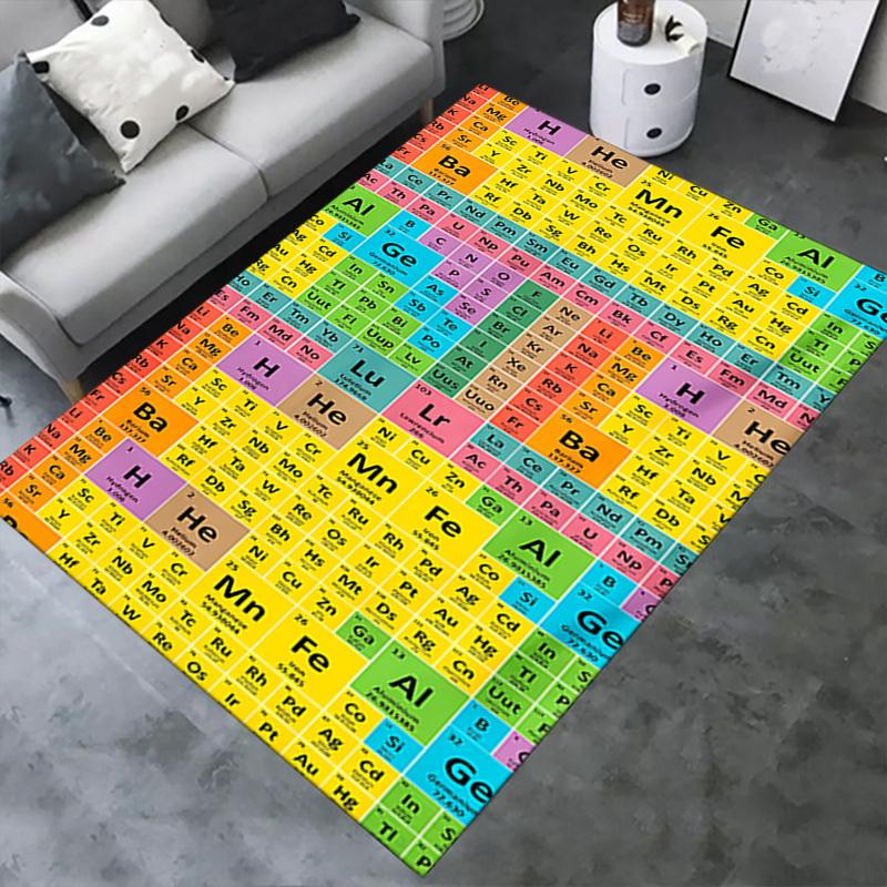 1pc Periodic Table,Chemistry,Elements Office Carpet Soft Polyester Non slip Machine Washable Indoor