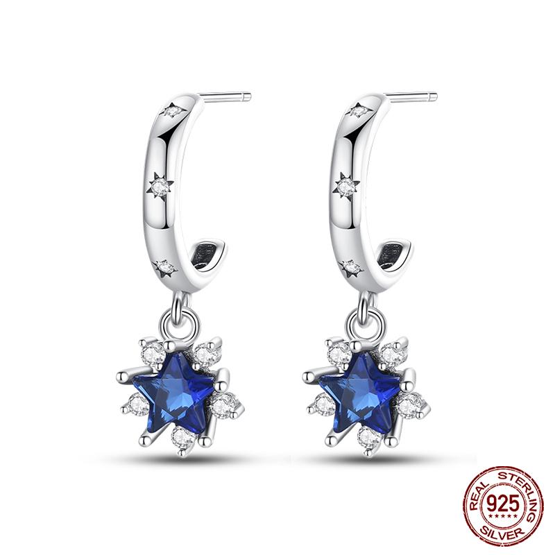 

Новые двойные серьги-кольца из 100% стерлингового серебра 925 пробы с кубическим цирконием и звездой для женщин, изысканные свадебные украшения для помолвки