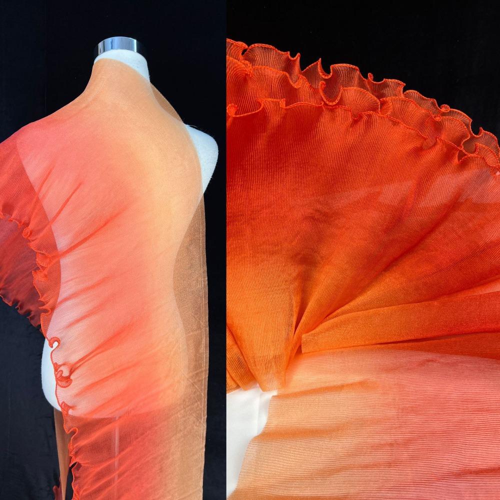 30cm Width Pleated Lace Organza Fabric Water-Shimmer Effect Pleated Mesh Gradient Organza Fabric Transparent Fabric