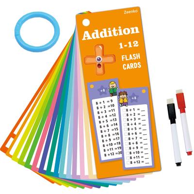 15 Reusable Erasable Math Addition Flashcards for Children's Learning