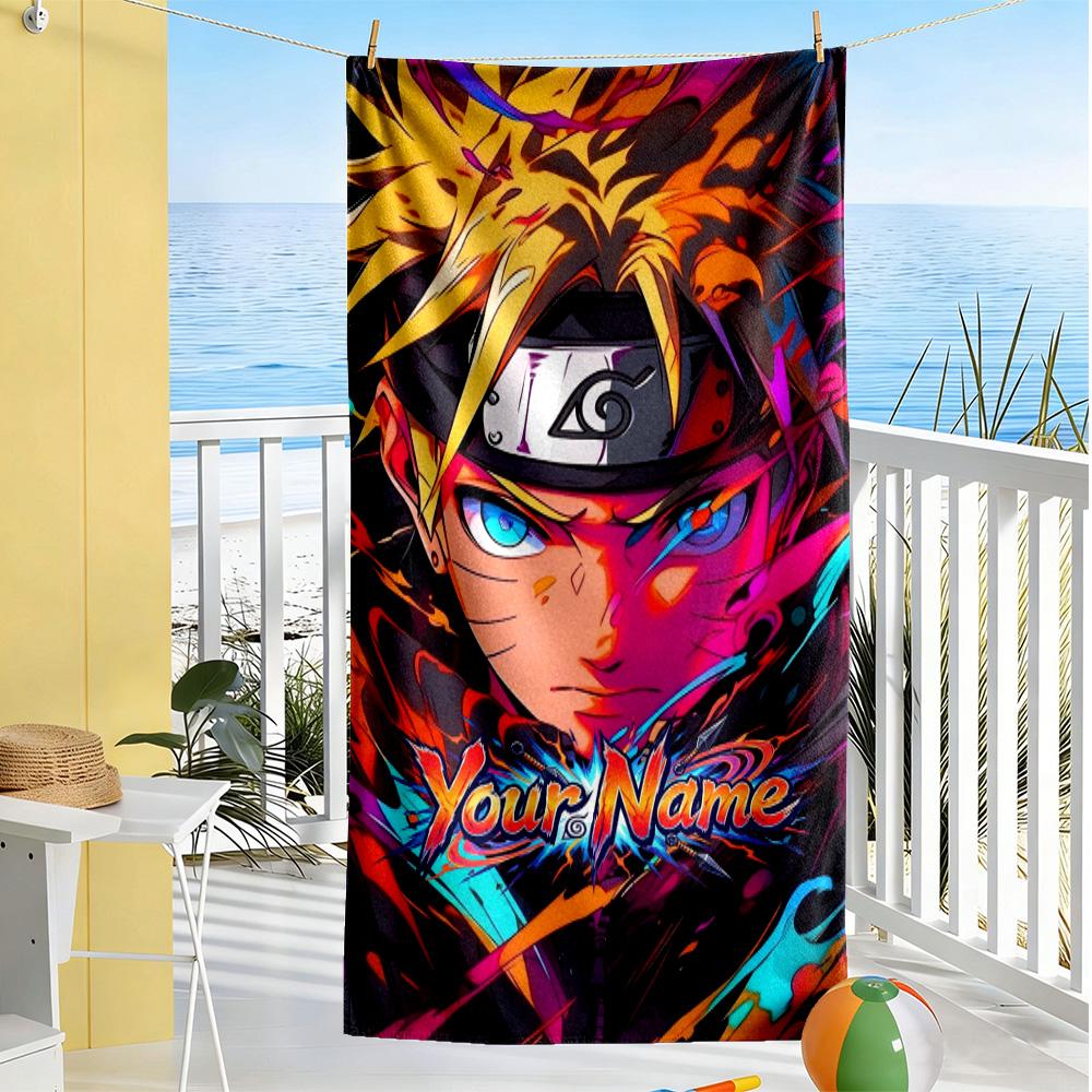 Naruto Character Personalized Name Beach Towel Super Soft Microfiber Quickdry Fabric