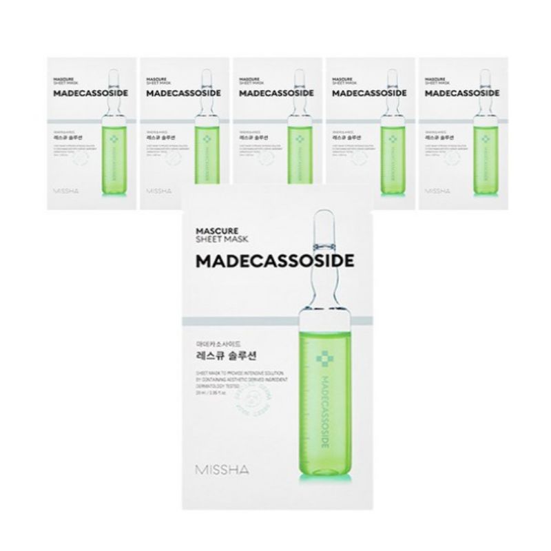 MISSHA Mascure Rescue Solution Тканевая маска для лица 1 шт. x 6 шт. – Успокаивающая и увлажняющая маска для лица, набор