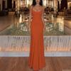 Europäischer und amerikanischer Stil Sommer neue Mode Temperament Straßen-Trend einfarbig tief ausgeschnitten Träger Taille Kleid