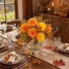 Artificial Fall Flower Arrangement with Pompon Chrysanthemums and Filler for Tabletop Vase Home Decor