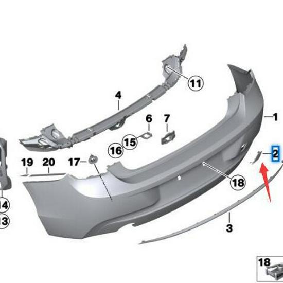 BMW 2 Series F22 Rear Bumper Tow Hook Cover, Unpainted (51127391807)